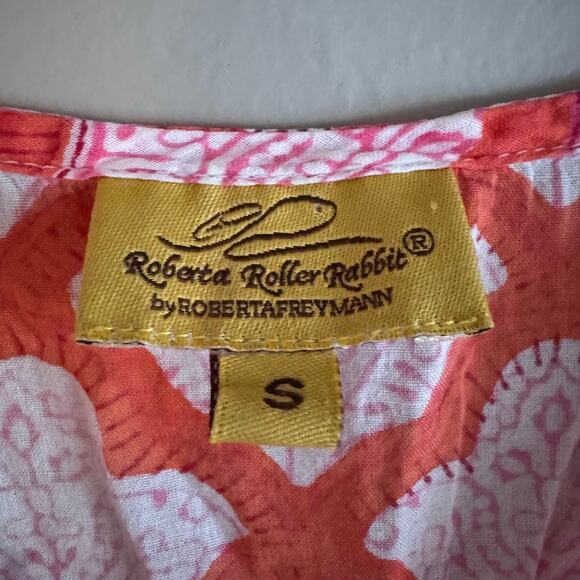 Roberta Roller Rabbit Pink Red Patterned Jemina Kurta Tunic Size Small - Picture 2 of 5